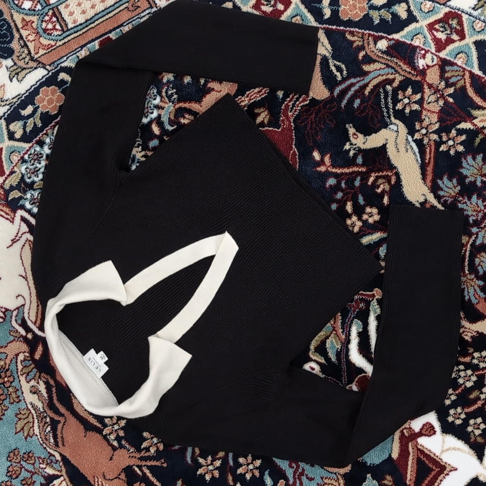 Crop Top Black and White Deep Vneck